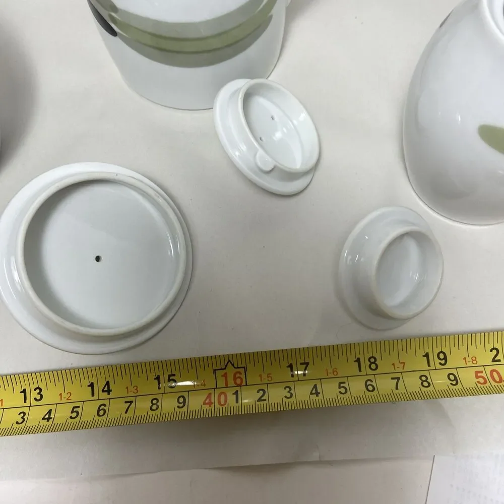 Noritake Green Island Saki Or Tea Pot with Creamer and Sugar Lot of 6  Japan